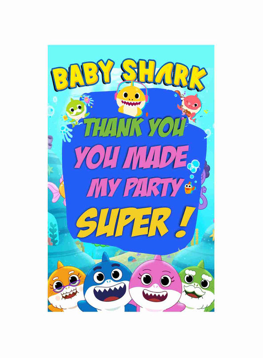 Baby Shark theme Return Gifts Thank You Tags Thank u Cards for Gifts 20 Nos Cards and Glue Dots