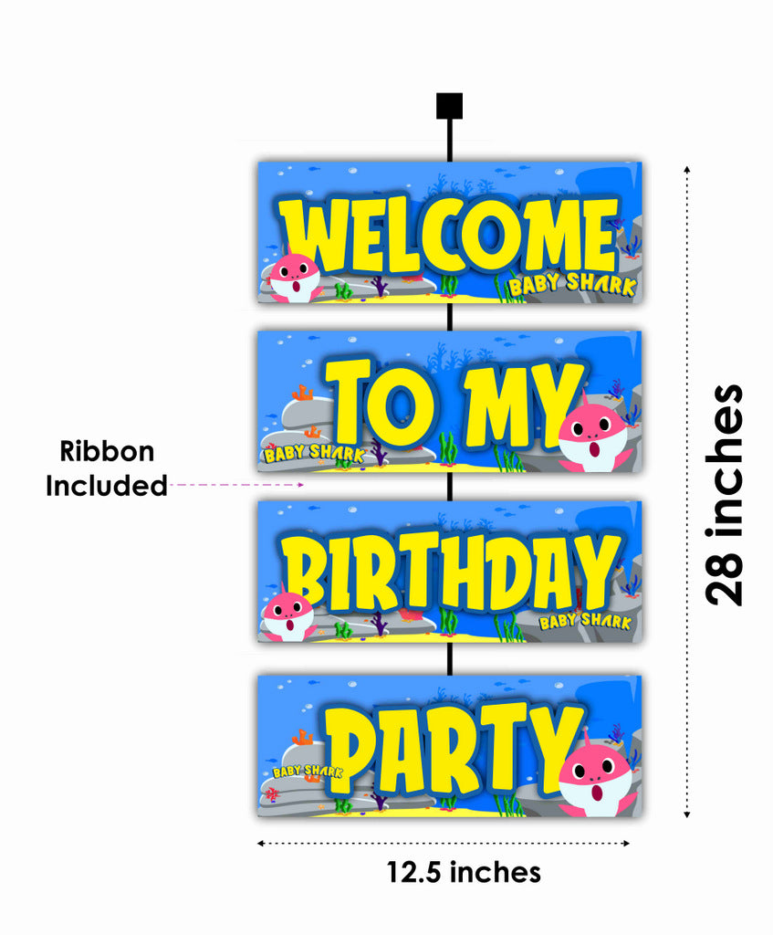 Baby Shark Theme Welcome Board Welcome to My Birthday Party Board for Door Party Hall Entrance Decoration Party Item for Indoor and Outdoor 2.3 feet