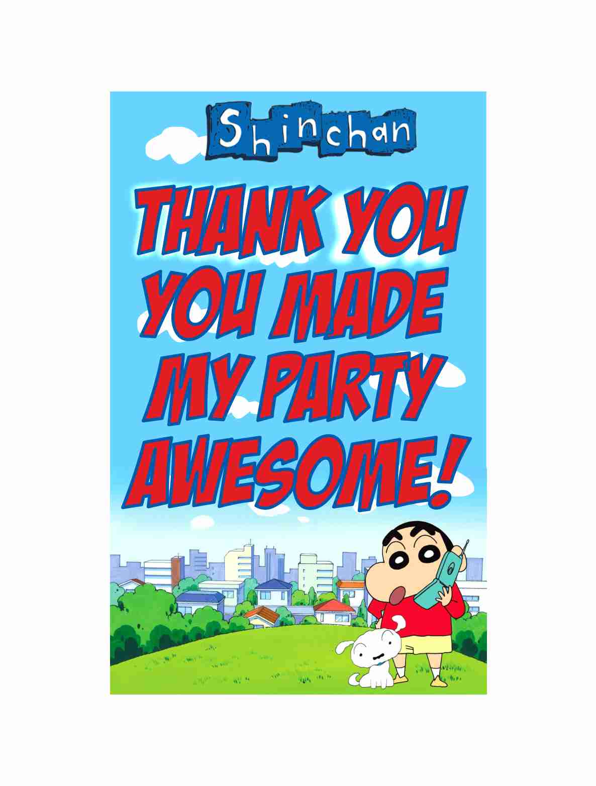 Shinchan theme Return Gifts Thank You Tags Thank u Cards for Gifts 20 Nos Cards and Glue Dots