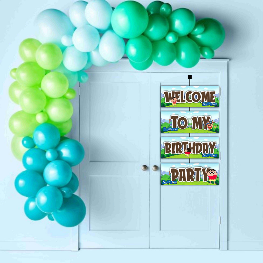 Shinchan Theme Welcome Board Welcome to My Birthday Party Board for Door Party Hall Entrance Decoration Party Item for Indoor and Outdoor 2.3 feet