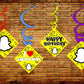 Snapchat Ceiling Hanging Swirls Decorations Cutout Festive Party Supplies (Pack of 6 swirls and cutout)