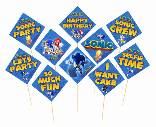 Sonic Hedgehog Theme Birthday Photo Booth Party Props Theme Birthday Party Decoration, Birthday Photo Booth Party Item for Adults and Kids