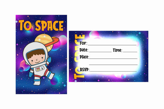 Space Theme Children's Birthday Party Invitations Cards with Envelopes - Kids Birthday Party Invitations for Boys or Girls,- Invitation Cards (Pack of 10)