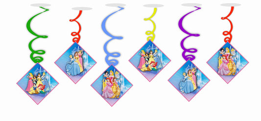 Castle Princess Ceiling Hanging Swirls Decorations Cutout Festive Party Supplies (Pack of 6 swirls and cutout)