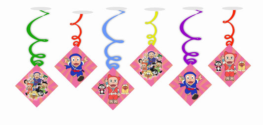 Ninja Hattori Ceiling Hanging Swirls Decorations Cutout Festive Party Supplies (Pack of 6 swirls and cutout)