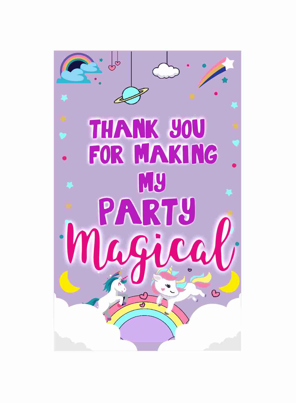 Unicorn theme Return Gifts Thank You Tags Thank u Cards for Gifts 20 Nos Cards and Glue Dots