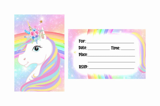 Unicorn Theme Children's Birthday Party Invitations Cards with Envelopes - Kids Birthday Party Invitations for Boys or Girls,- Invitation Cards (Pack of 10)