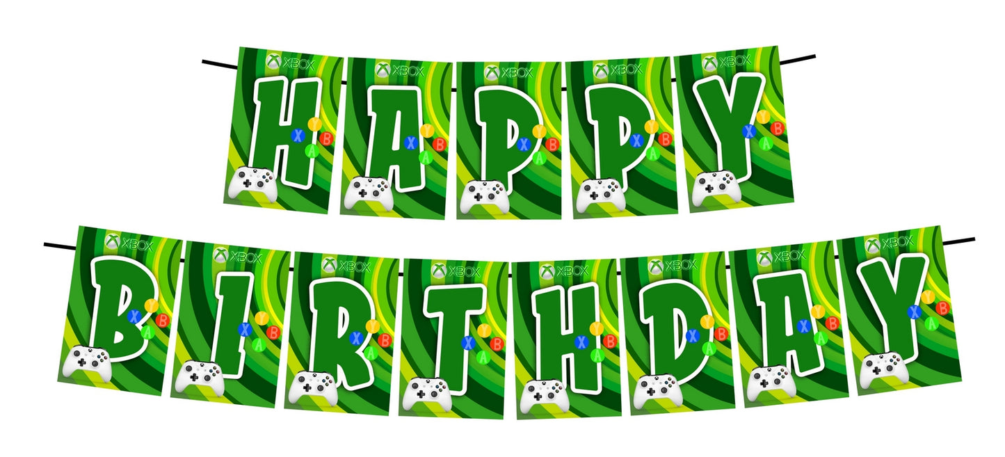 Xbox Theme Happy Birthday Decoration Hanging and Banner for Photo Shoot Backdrop and Theme Party