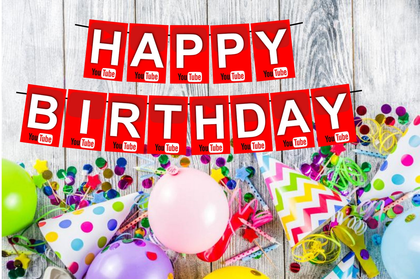 Youtube Theme Happy Birthday Decoration Hanging and Banner for Photo Shoot Backdrop and Theme Party